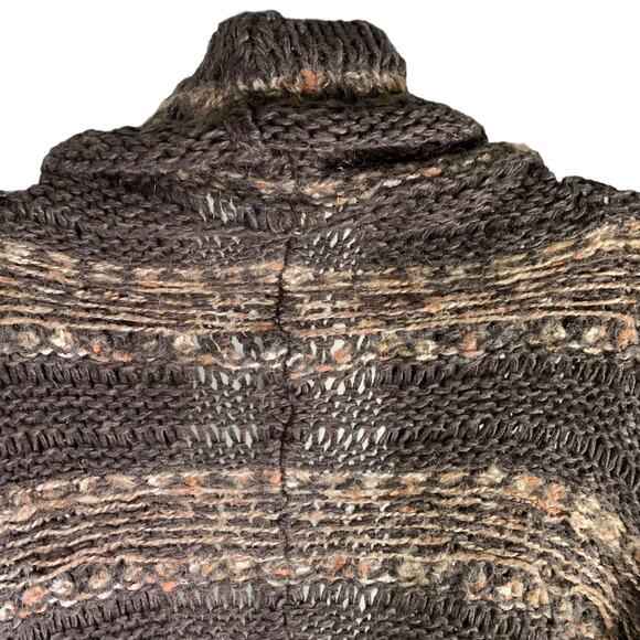 Free People Cardigan Sweater Womens SP Brown Knit Acrylic Wool Drape‎ Fringe Hem - Picture 4 of 9